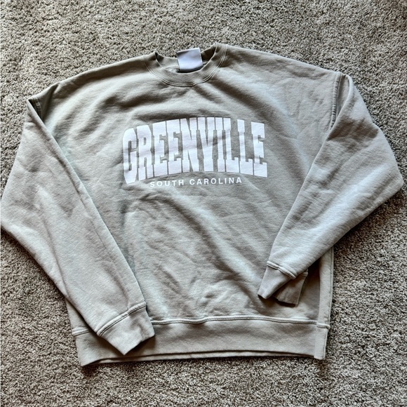 Greenville South Carolina Cream Crew Neck Sweater GVL Soft Champion Size Large - Picture 3 of 9